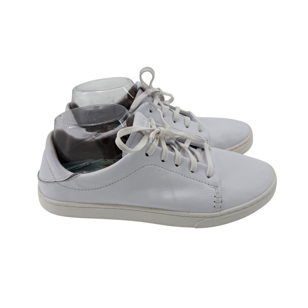 OluKai Pehuea Li‎ 'Ili Sneakers Women 8.5 White Excellent Leather Lace Up 20433